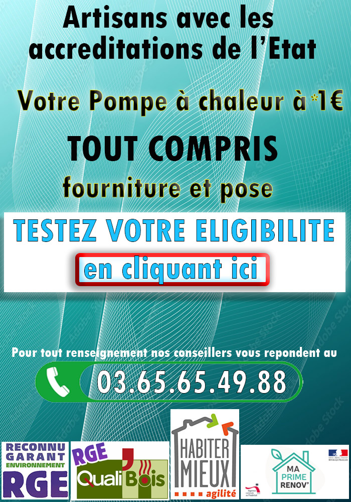 Aide etat Pompe a Chaleur 1 euro Choisies 59740
